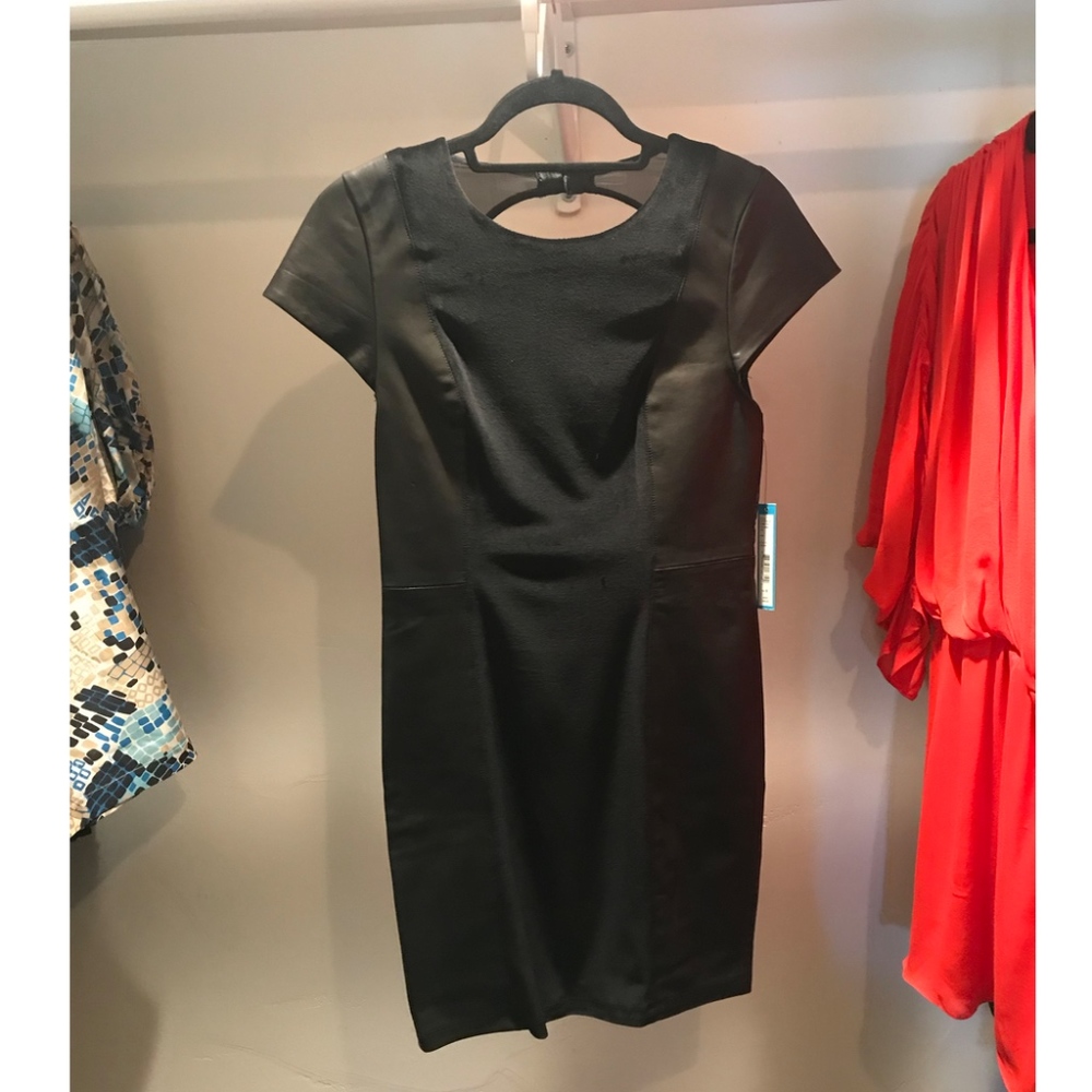 Alice + Olivia: Joanna Velvet Leather Combo Dress